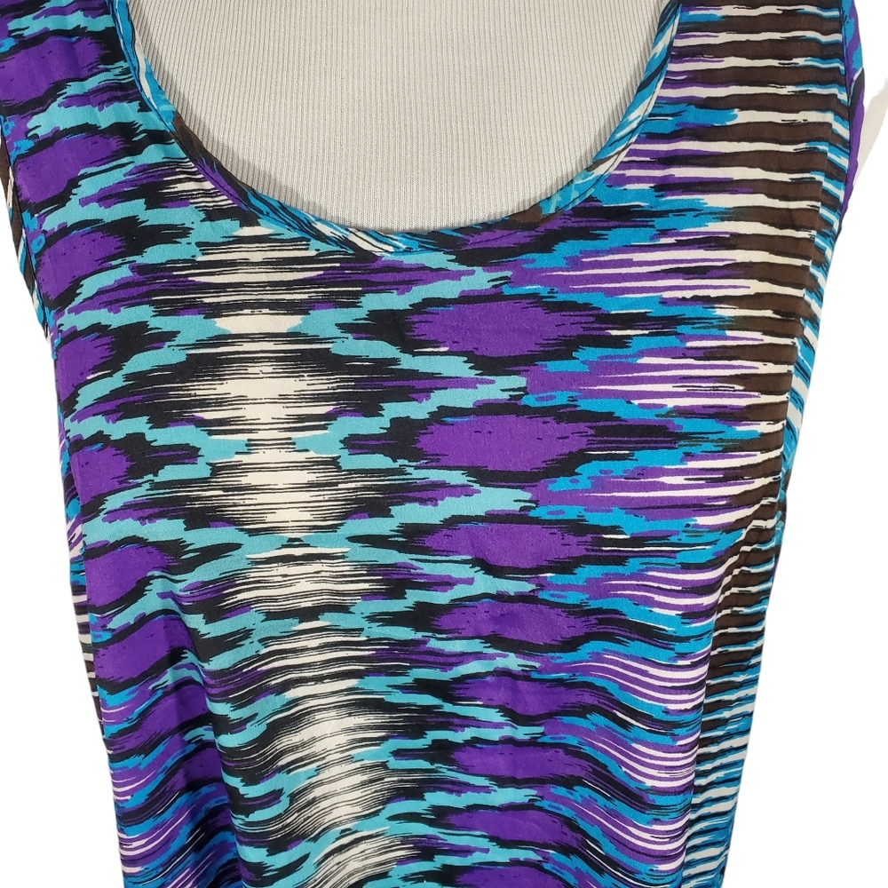 TEA Rose Tank Top Racer Blue Purple Abstract Sleeveless XXL NWT Plus Size